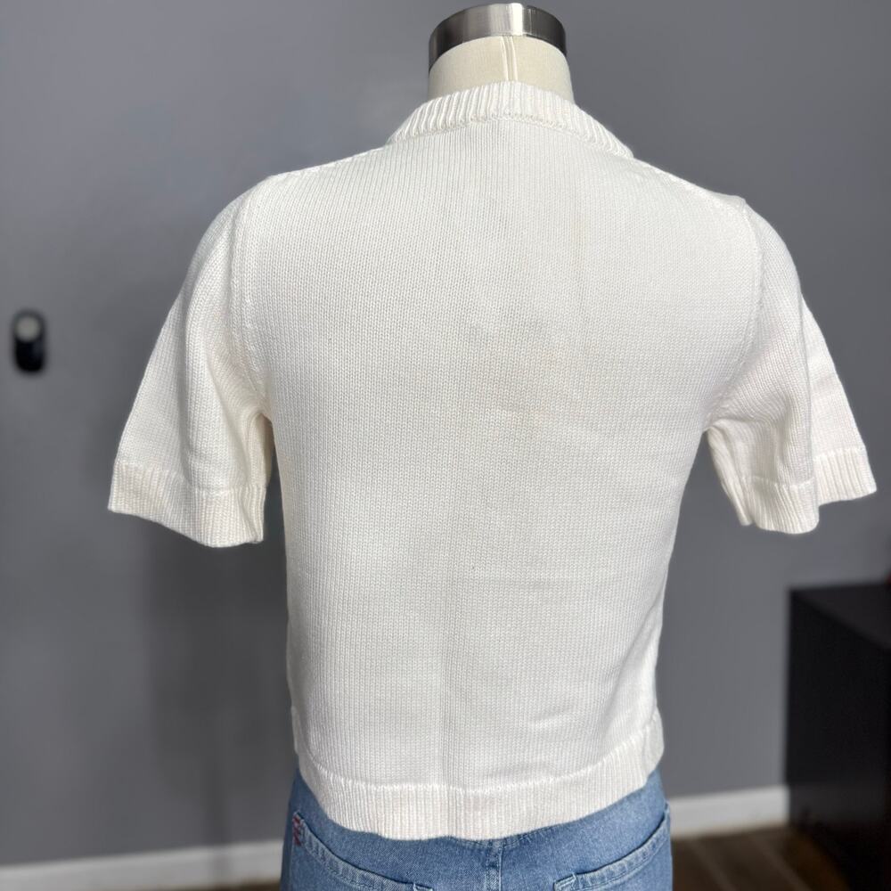 Abercrombie and Fitch Womens Short Sleeve Crew Cardigan, Cream, XS - Picture 3 of 5